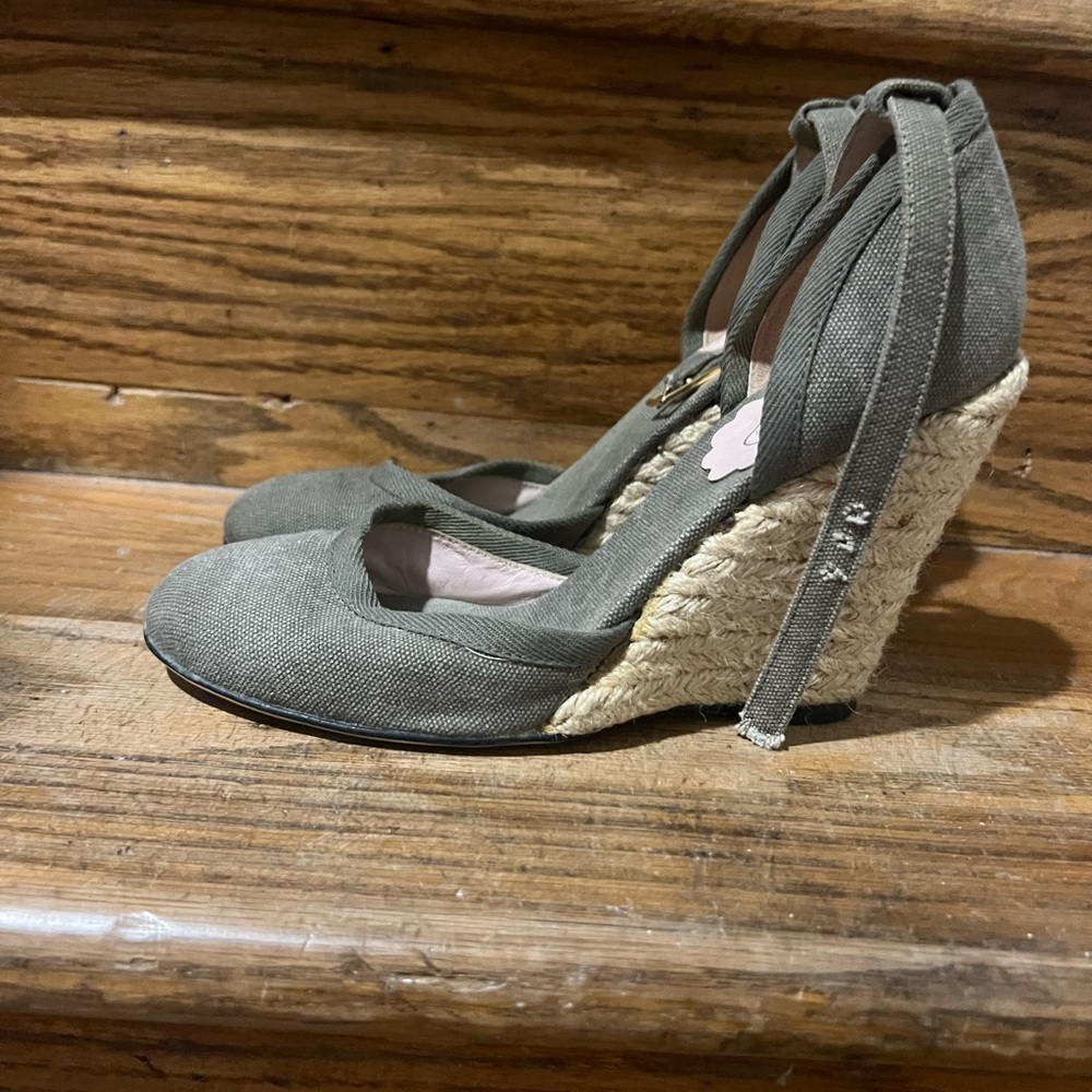RED Valentino Green Espadrilles with High Heels and Ankle Straps color sage